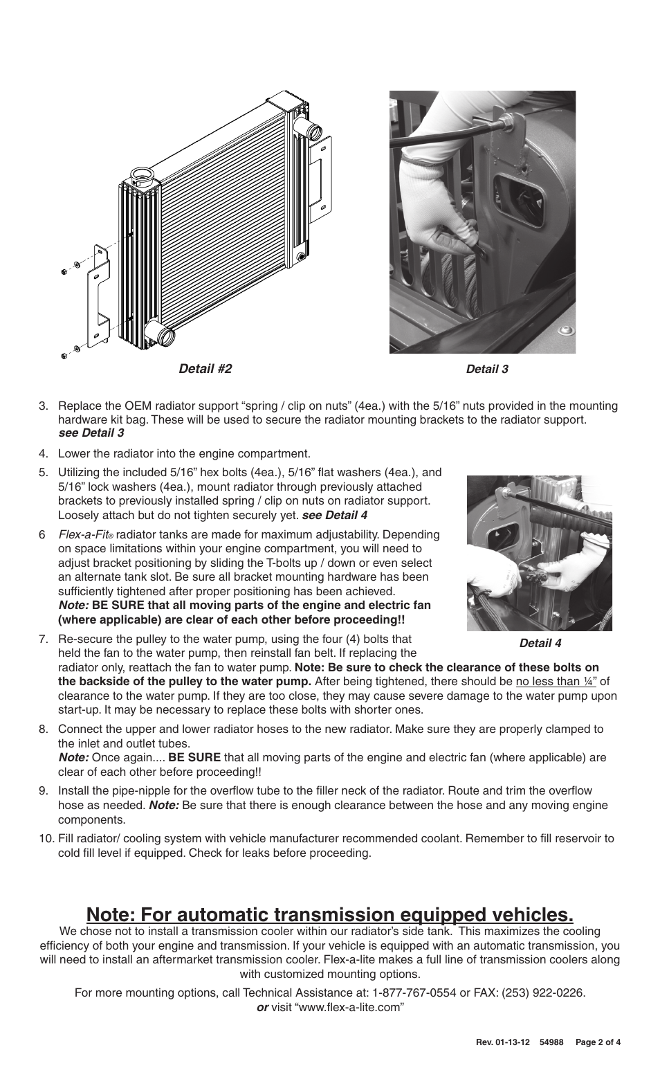 Flex-a-Lite 51008 Jeep CJ Radiator Only Kit: Left hand inlet: GM V8 conversion. Kit Fits 1972-1986 Jeep CJs User Manual | Page 2 / 4