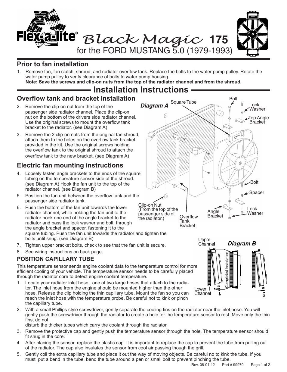 Flex-a-Lite 175 Black Magic for the FORD MUSTANG 5.0 (1979-1993) User Manual | 2 pages