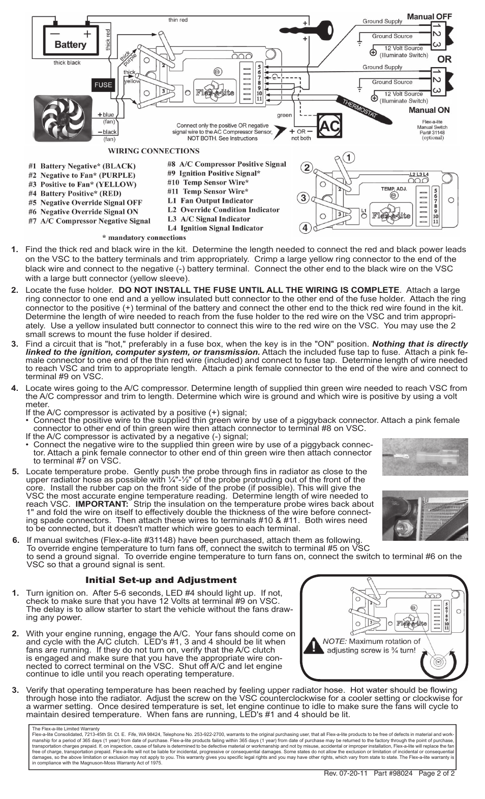 Flex-a-Lite 18024 24 Volt, Universal Fit User Manual | Page 2 / 2