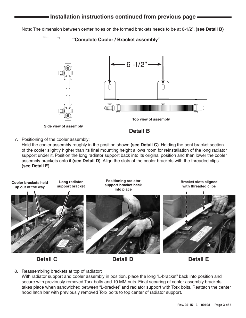 Detail b, Detail c detail d detail e | Flex-a-Lite 4116XJ COOLER KIT - Jeep Cherokee XJ 1987 - 2001 User Manual | Page 3 / 4
