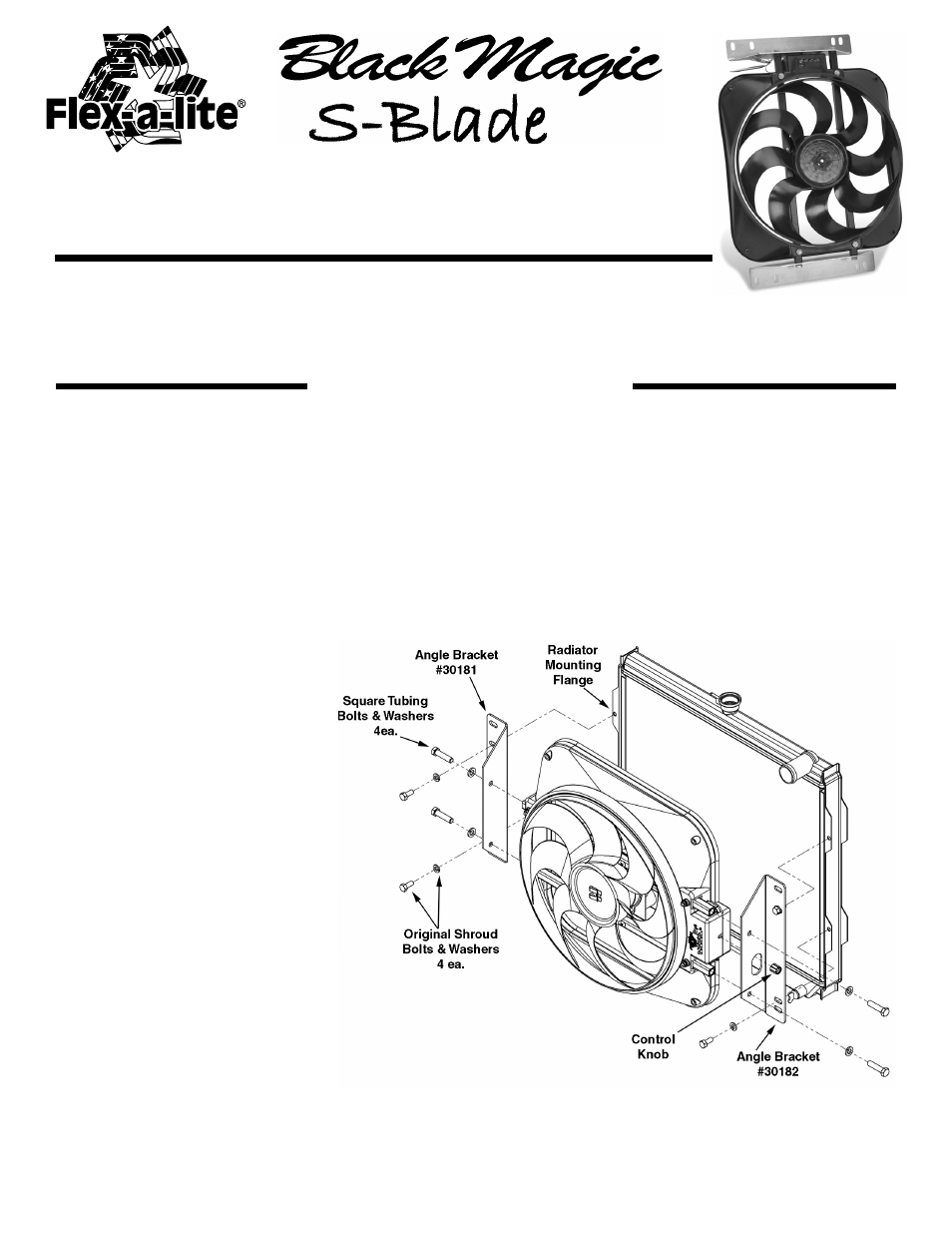 Flex-a-Lite 684 - without controls Black Magic TOYOTA 4x4 (1984-1996 4 & 6 cyl.) User Manual | 3 pages