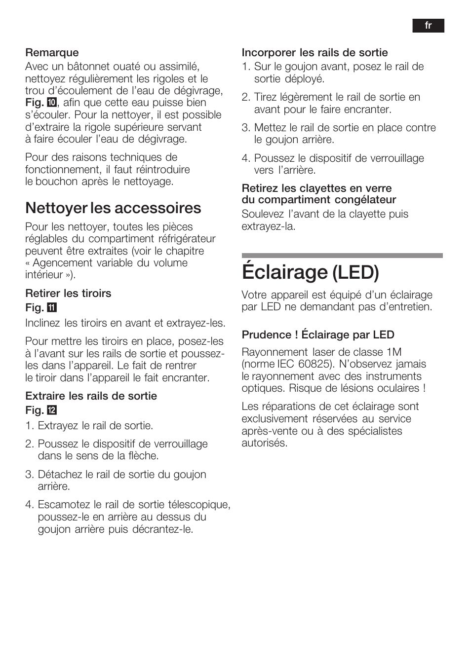 Éclairage, Led), Nettoyer les accessoires | Neff K8341X0 User Manual | Page 55 / 100