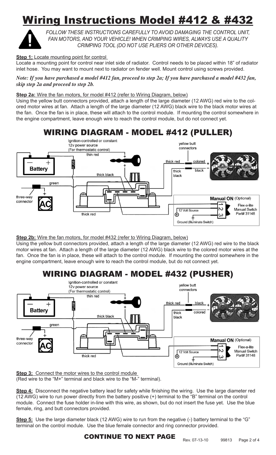 Flex-a-Lite 432 Lo-Profile S-blade Fan User Manual | Page 2 / 4