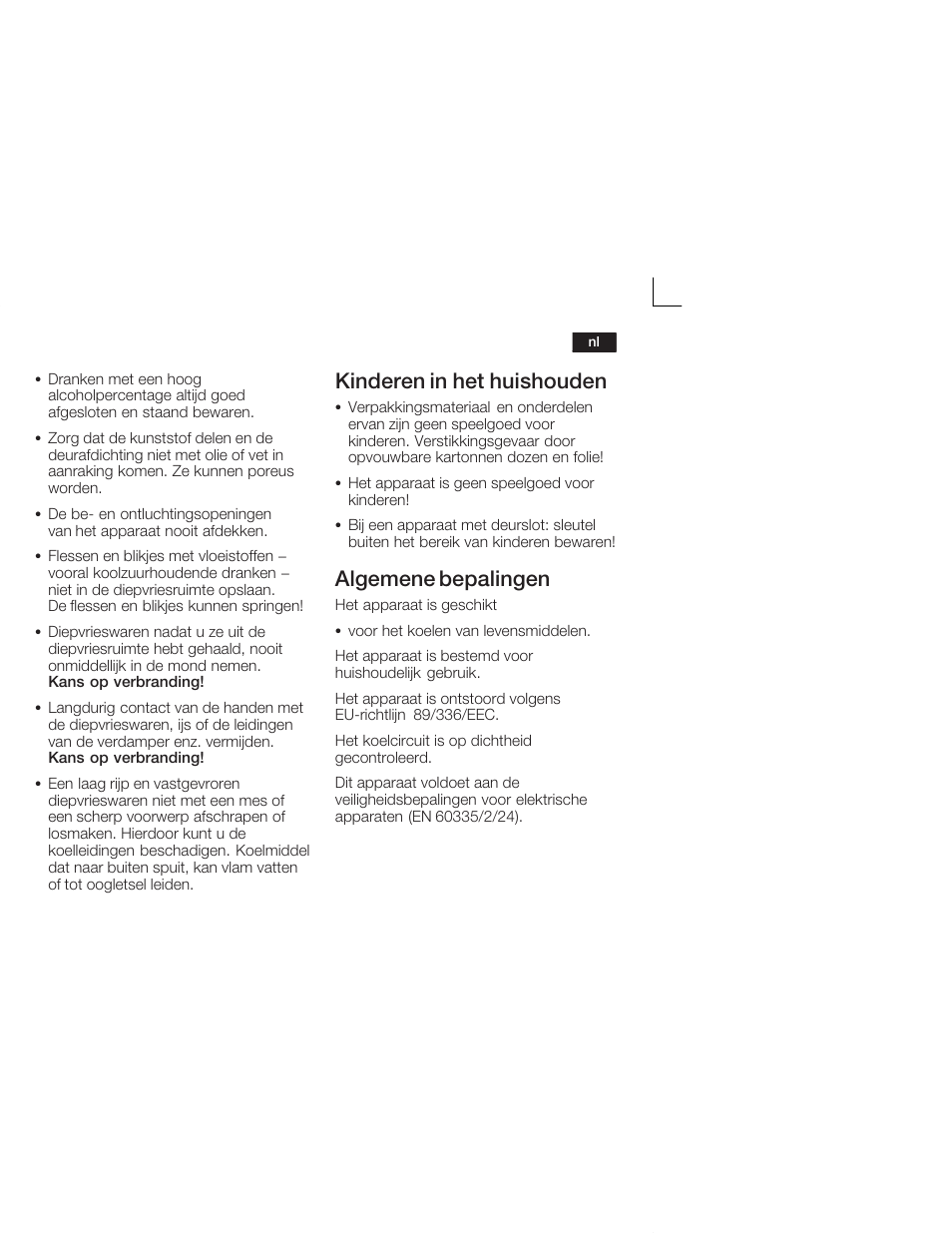 Kinderen in het huishouden, Algemene bepalingen | Neff K5664X7 User Manual | Page 71 / 89