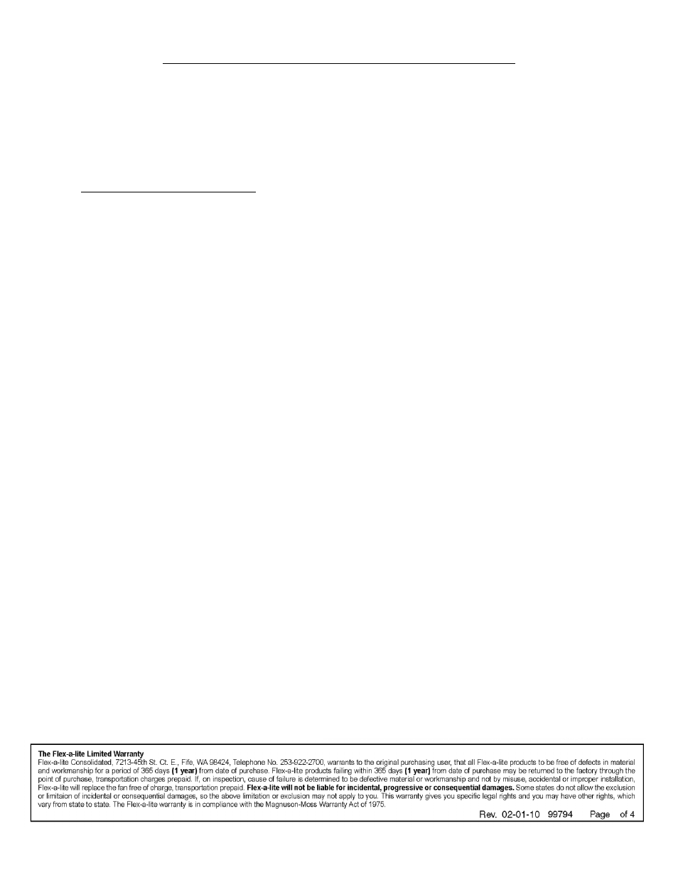 Wiring instructions; #293 with out controls | Flex-a-Lite 294 Monster Fan User Manual | Page 4 / 4