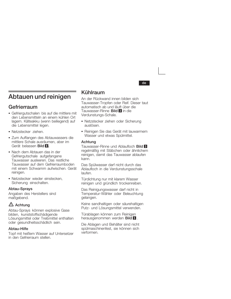 Abtauen und reinigen, Gefrierraum, Kühlraum | Neff K4400X7FF User Manual | Page 11 / 64