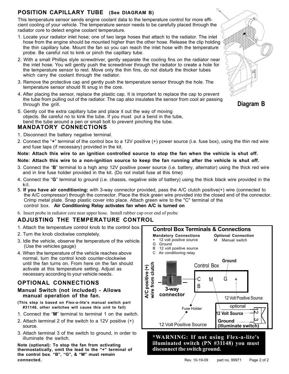 Diagram b | Flex-a-Lite 165 Black Magic for the TOYOTA 4 x 4 (1984-19964&6 cyl.) User Manual | Page 2 / 2