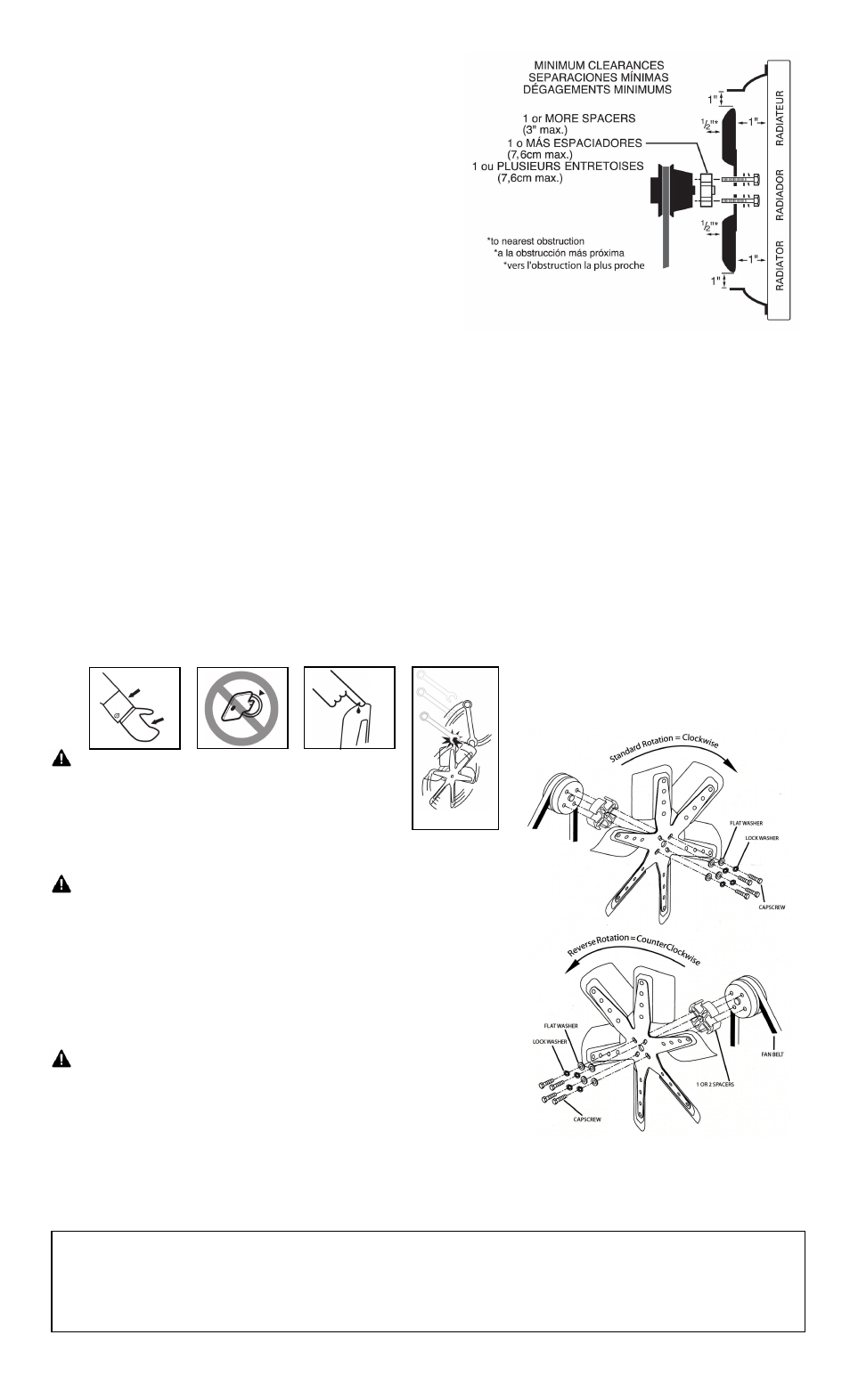 Positioning a shrouded fan, Mise en place d’un ventilateur caréné | Flex-a-Lite Flex Fan User Manual | Page 2 / 2