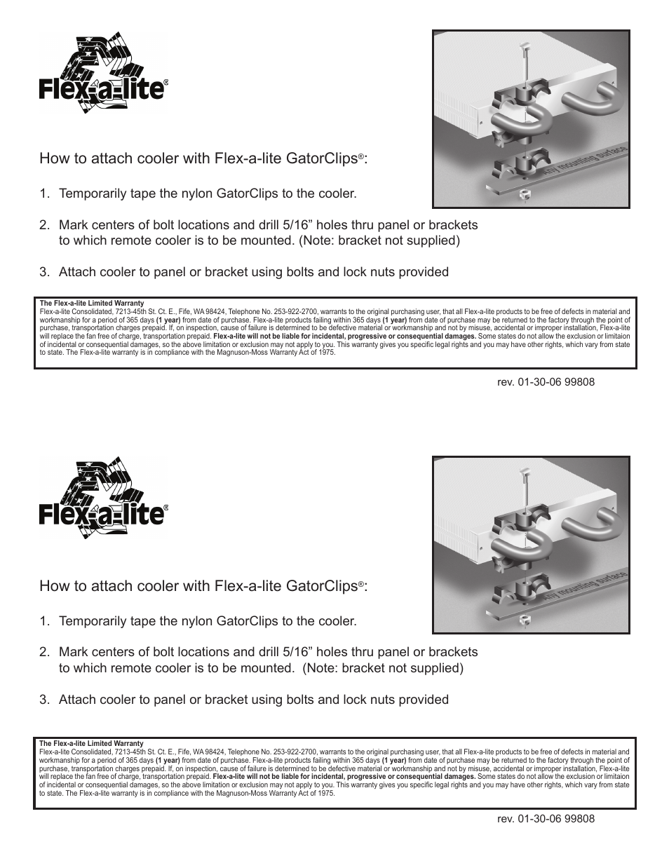 Flex-a-Lite GatorClips User Manual | 1 page
