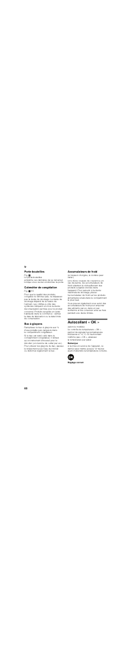 Porte-bouteilles, Calendrier de congélation, Bac à glaçons | Accumulateurs de froid, Autocollant « ok | Neff KI7863F30 User Manual | Page 60 / 113