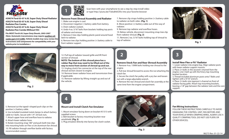 Flex-a-Lite 59274 Ford 03-07 6.0L Super Duty Diesel Radiator/Fan Combo Without VSC User Manual | 2 pages