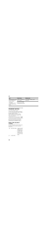 Customer service, Repair order and advice on faults, En 44 | Neff K8345X0 User Manual | Page 44 / 115