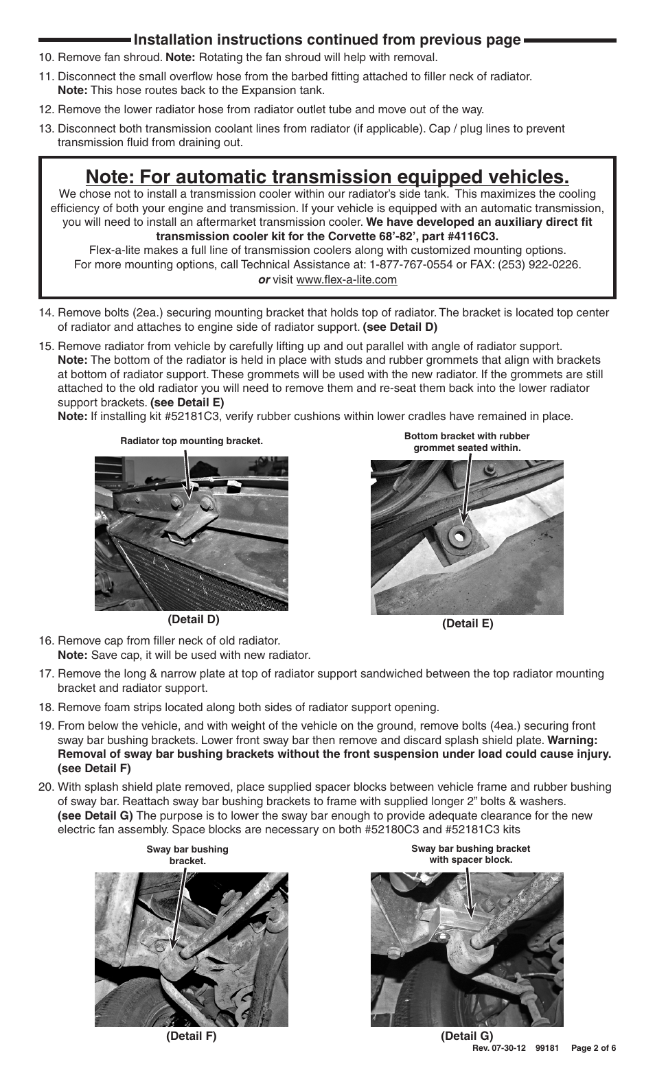 Flex-a-Lite 52181C3 Corvette Radiator & Fan Kits User Manual | Page 2 / 6