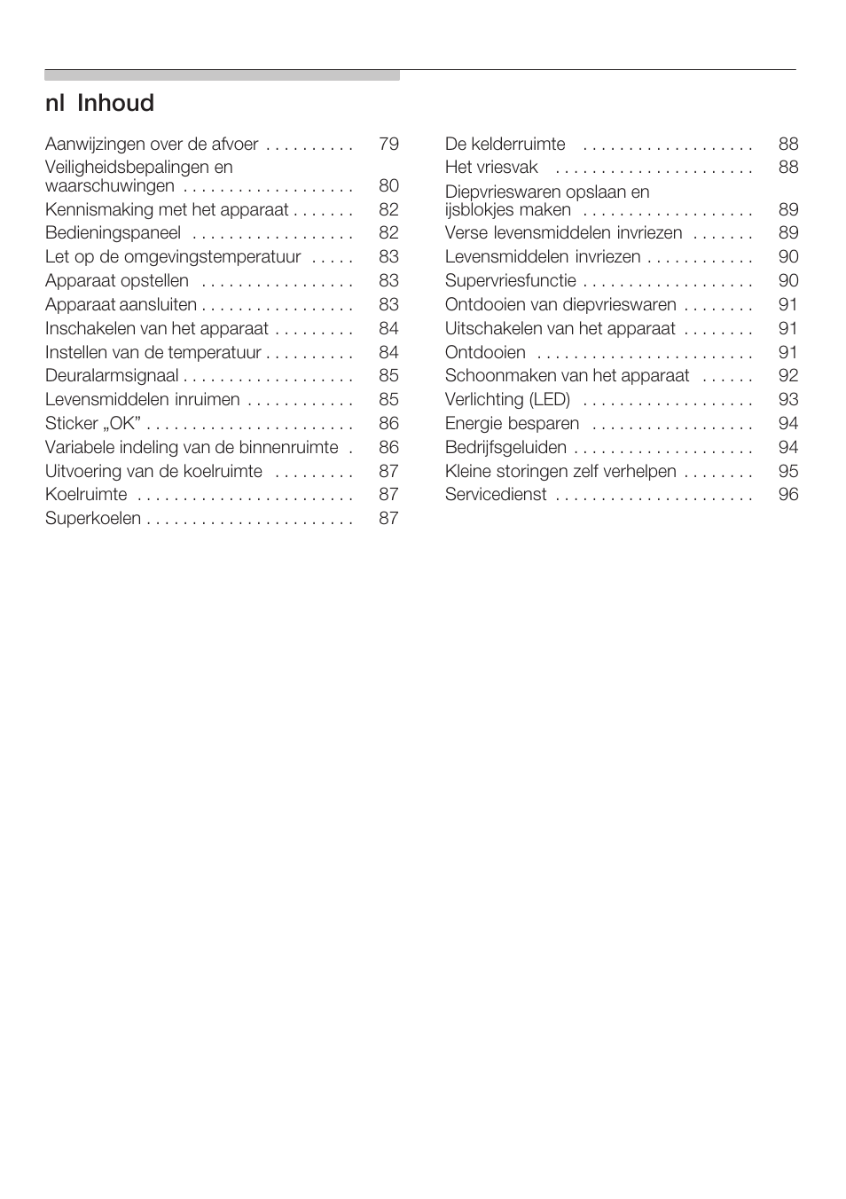 Nląinhoud | Neff K8351X1 User Manual | Page 4 / 101