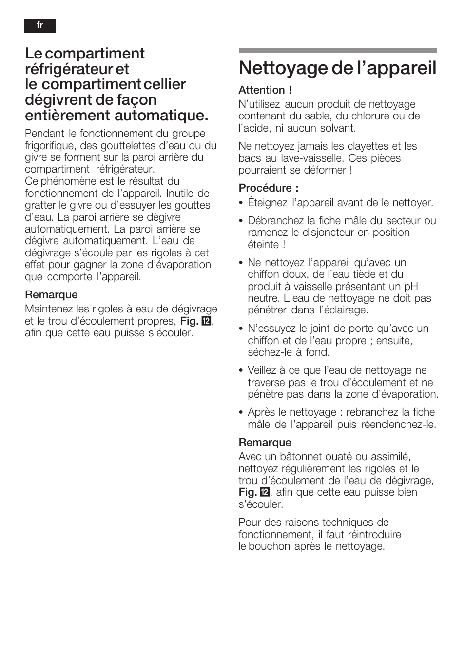 Nettoyage de l'appareil | Neff K8351X1 User Manual | Page 56 / 101