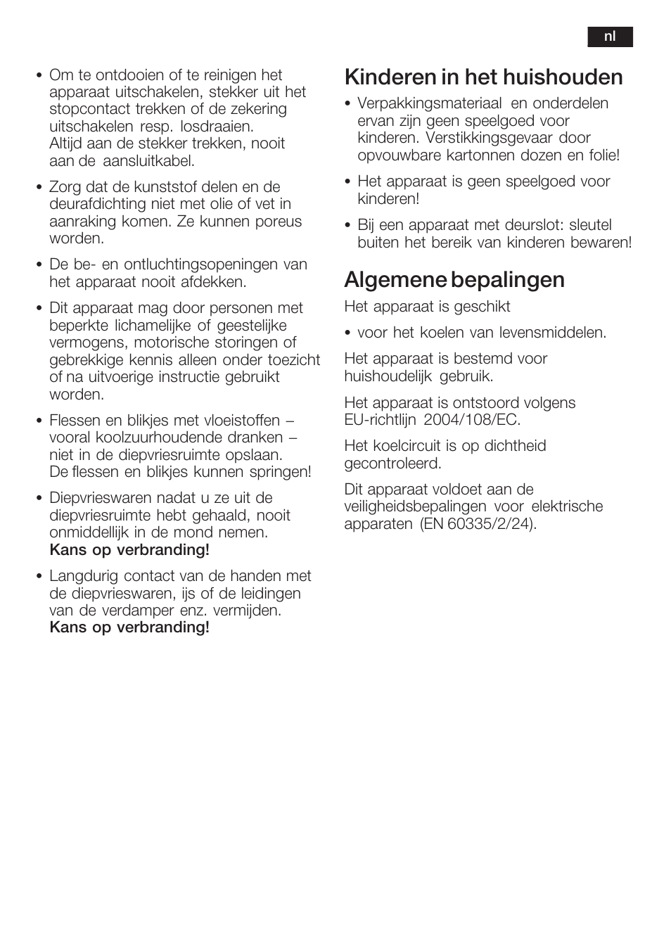 Kinderen in het huishouden, Algemene bepalingen | Neff K8351X1 User Manual | Page 81 / 101