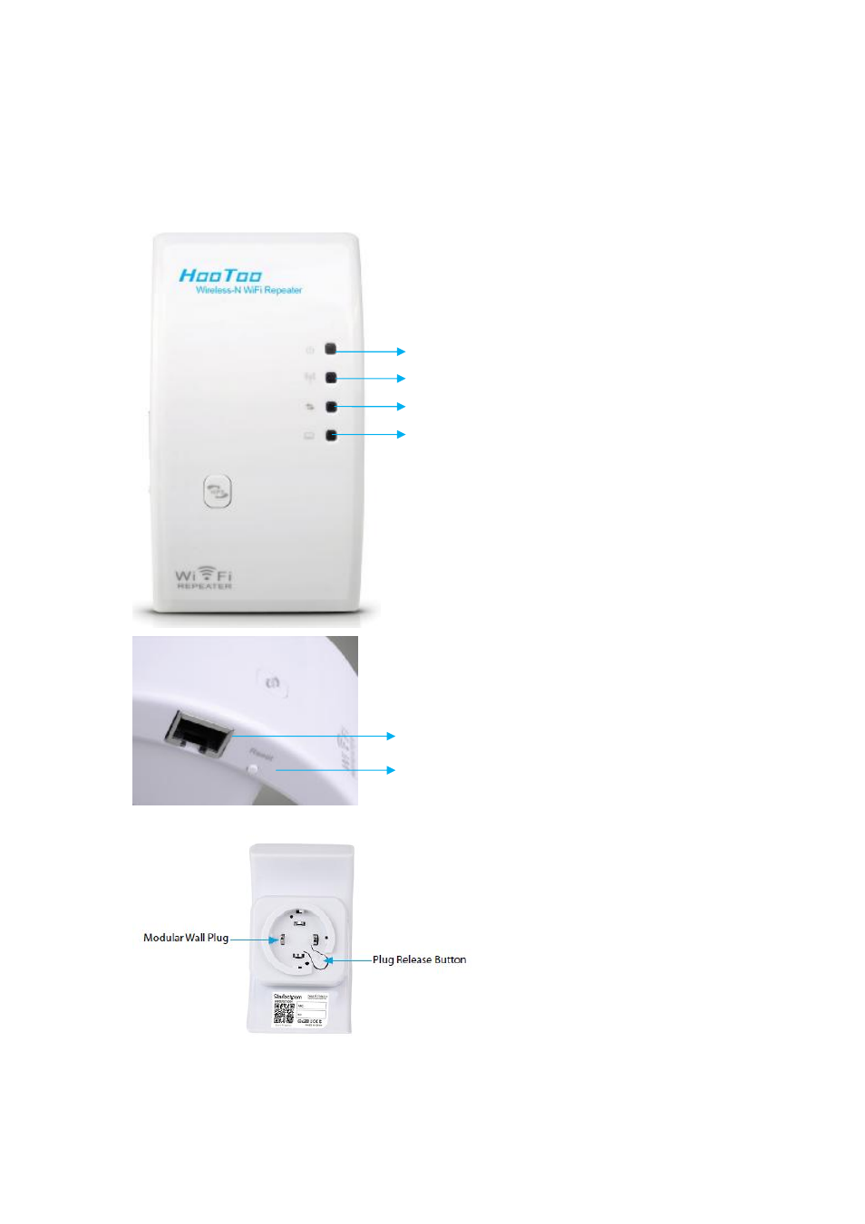 Diagram, Front | Hootoo HT-WR01 Repeater User Manual | Page 4 / 21