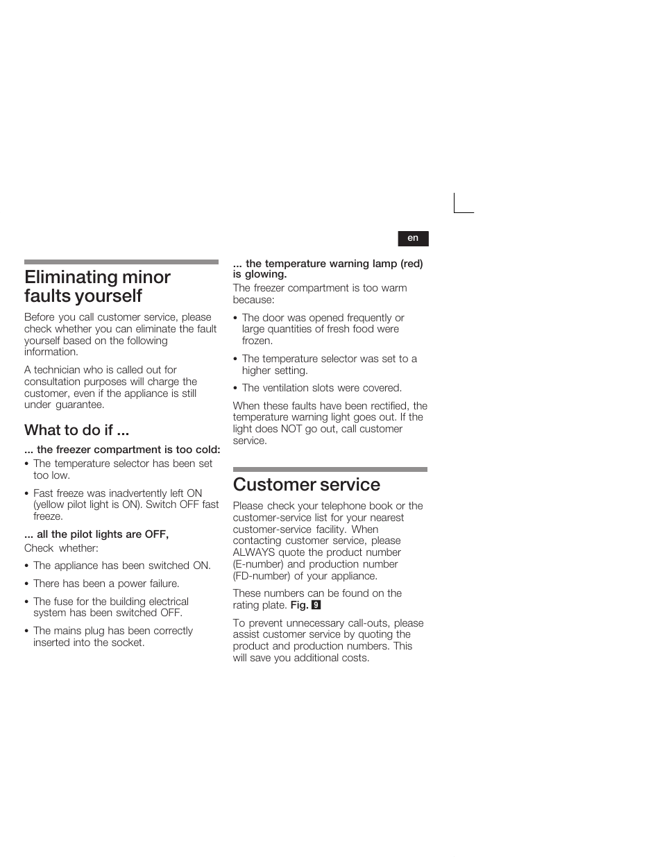 Eliminating minor faults yourself, Customer service, What to do if | Neff G5624X6 EU User Manual | Page 25 / 65