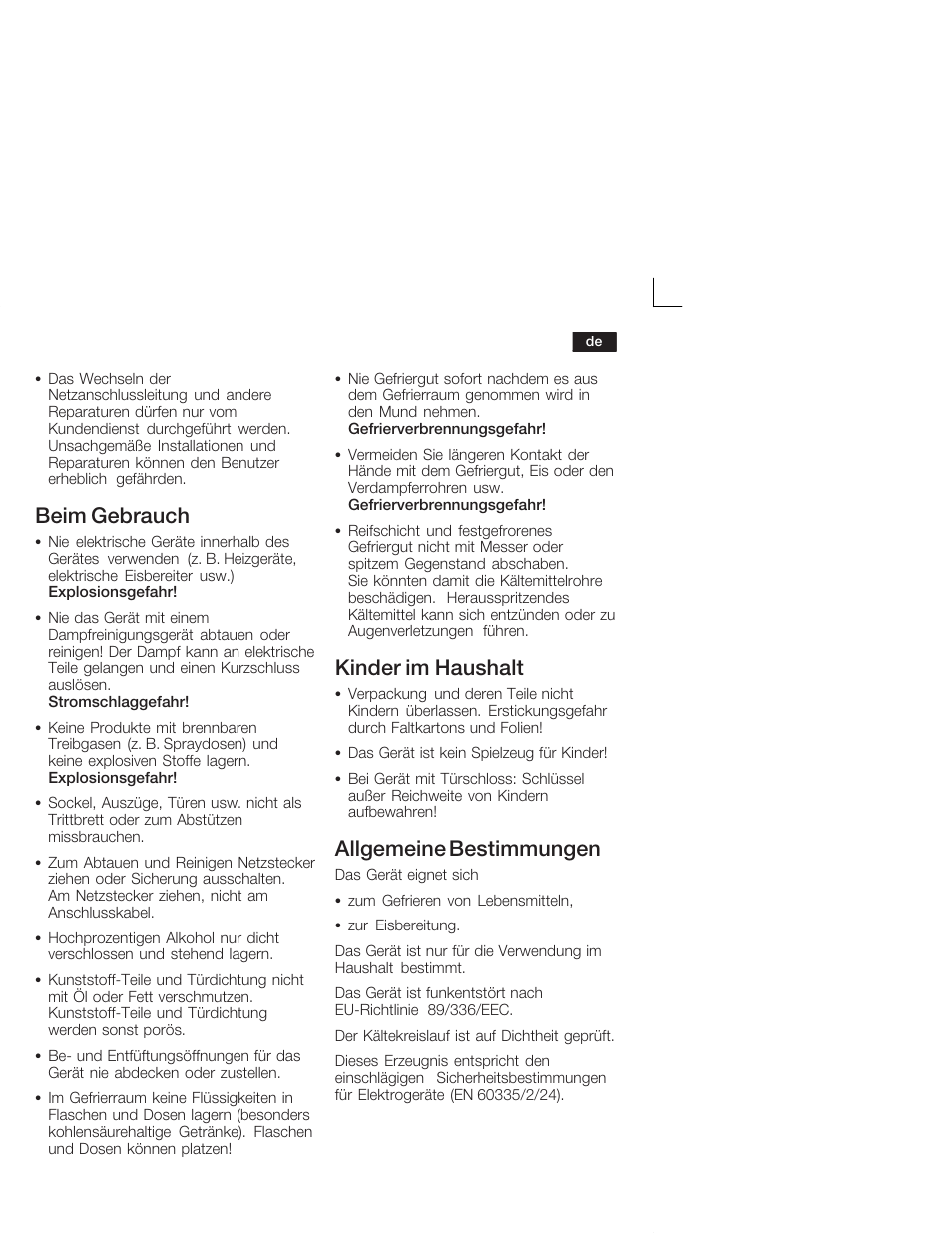 Beim gebrauch, Kinder im haushalt, Allgemeine bestimmungen | Neff G5624X6 EU User Manual | Page 5 / 65