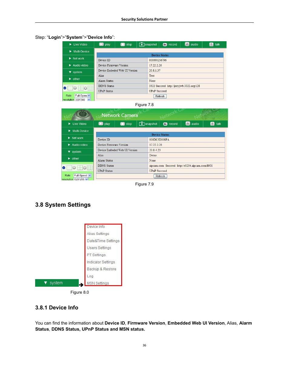 8systemsettings, Ystem, Ettings | 8 system settings, 1 device info | Hootoo HT-IP006N User Manual | Page 36 / 55
