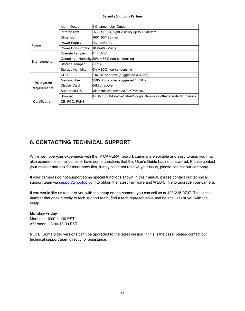 Contactingtechnicalsupport, Contacting technical support | Hootoo HT-IP006N User Manual | Page 55 / 55