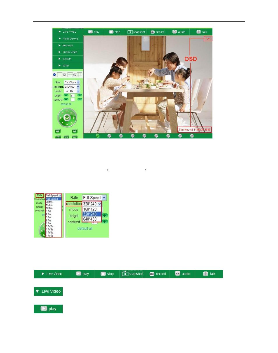 Rate and resolution, Top menu | Hootoo HT-IP210F User Manual | Page 21 / 59