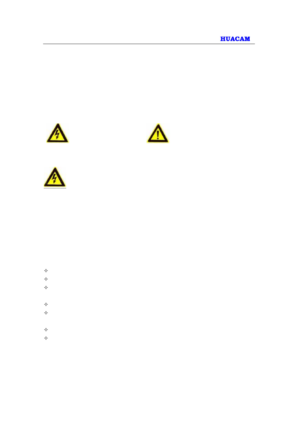 1 safety compliances | HUACAM HCV802 User Manual | Page 4 / 40