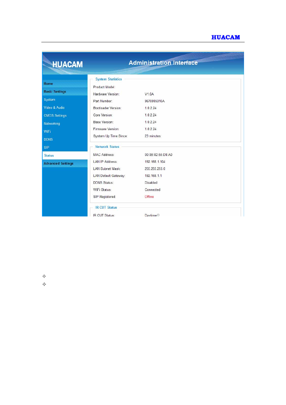 Advanced settings explanation | HUACAM HCV701 User Manual | Page 25 / 40