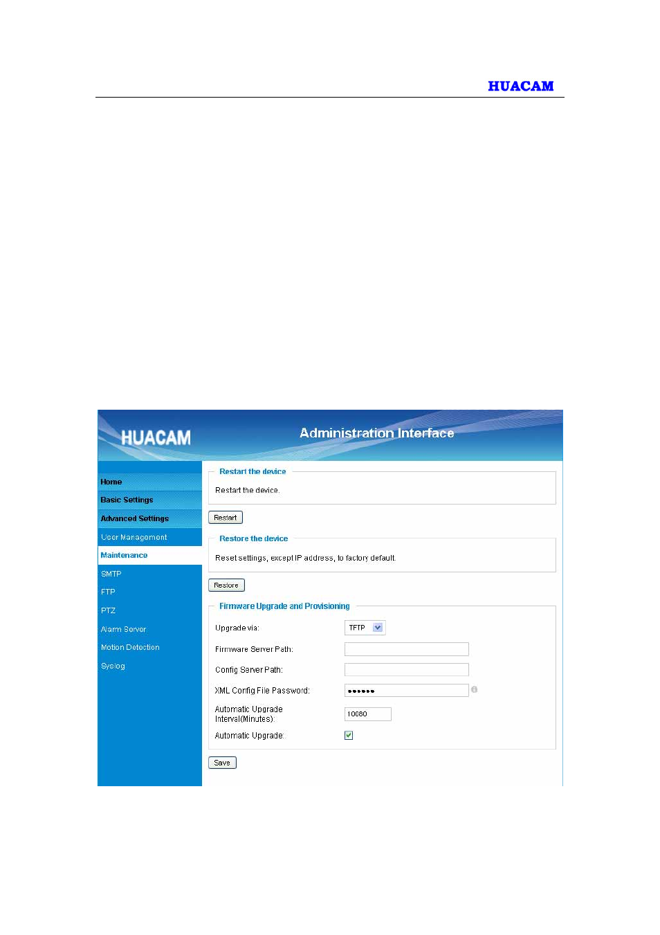 Restore factory default setting, 1 factory reset | HUACAM HCV203 User Manual | Page 34 / 38