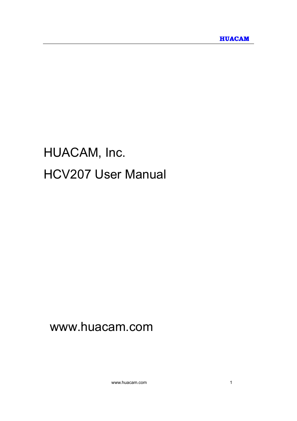 HUACAM HCV207 User Manual | 38 pages