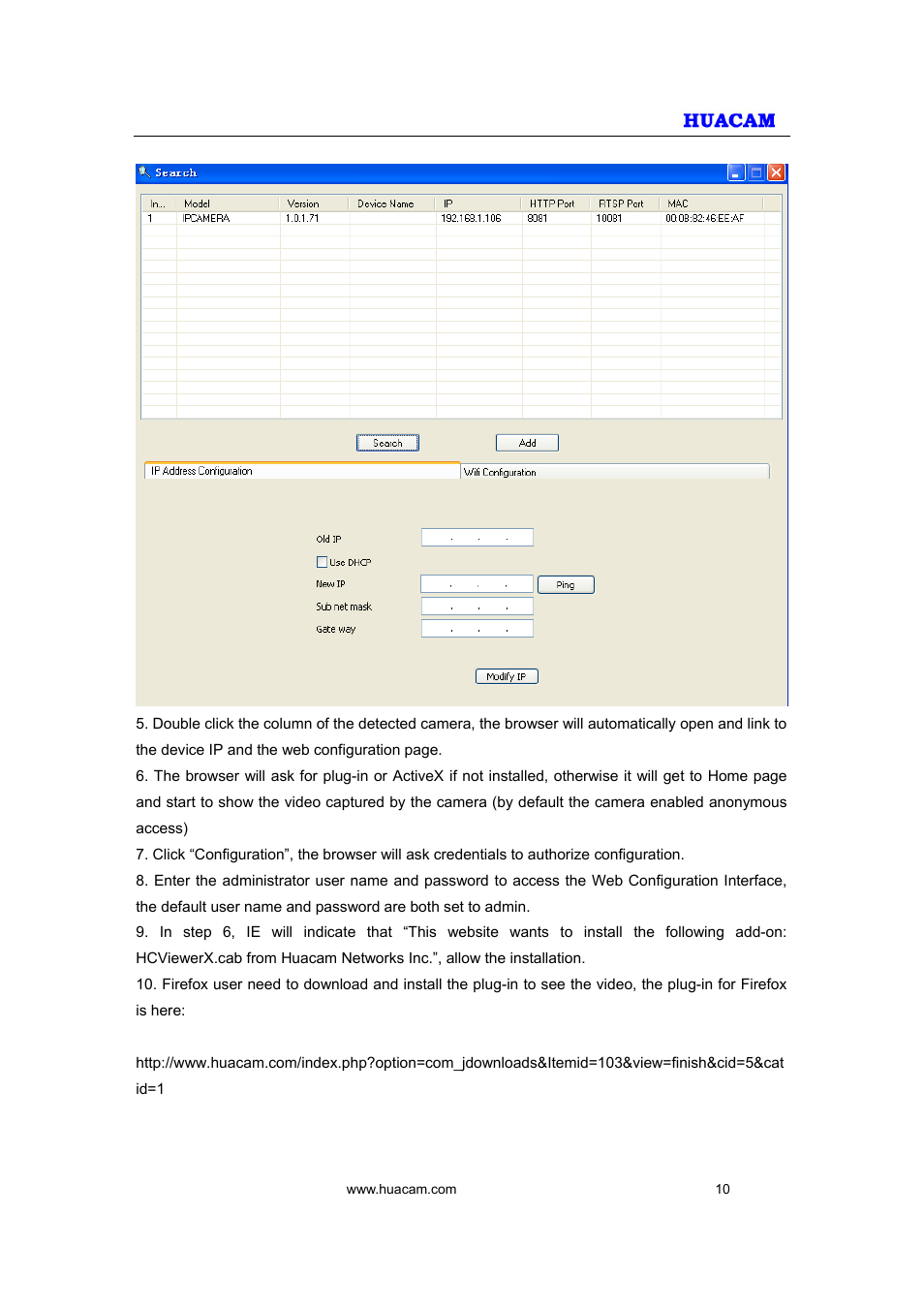HUACAM HCV207 User Manual | Page 10 / 38