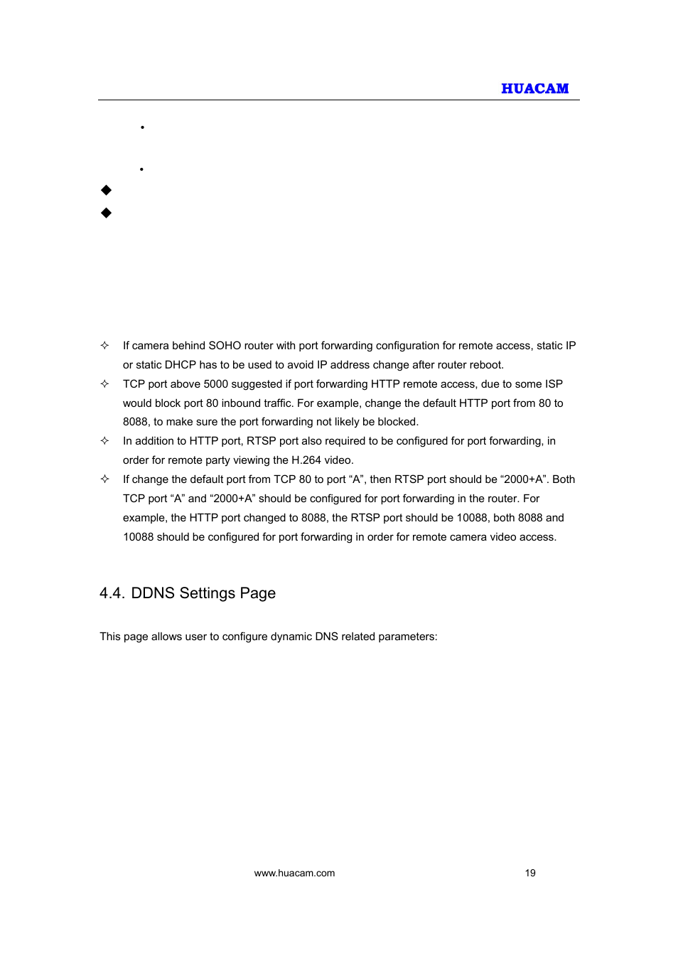 Ddns settings page | HUACAM HCV207 User Manual | Page 19 / 38