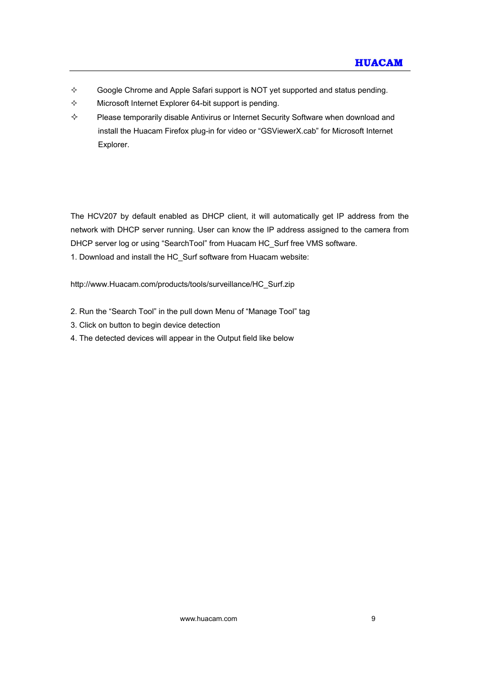HUACAM HCV207 User Manual | Page 9 / 38