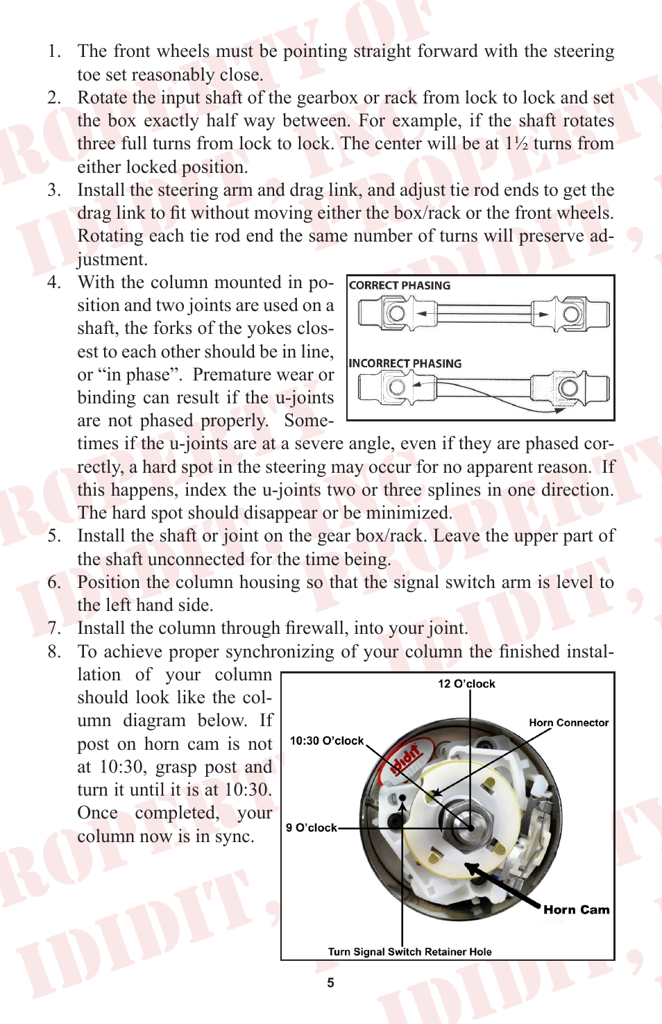 ididit Universal Steering Column: Universal Shorty Tilt User Manual | Page 6 / 8