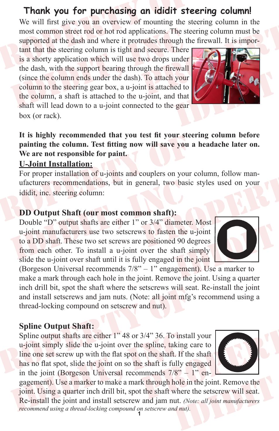 ididit Universal Steering Column: Universal Straight User Manual | Page 2 / 8