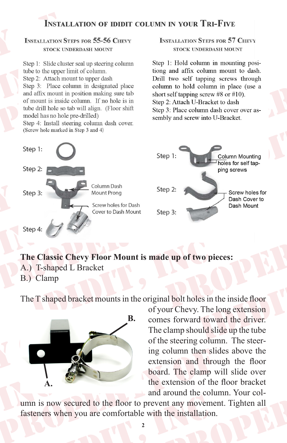 ididit Retrofit Steering Column: Tri-Five Chevy User Manual | Page 3 / 18