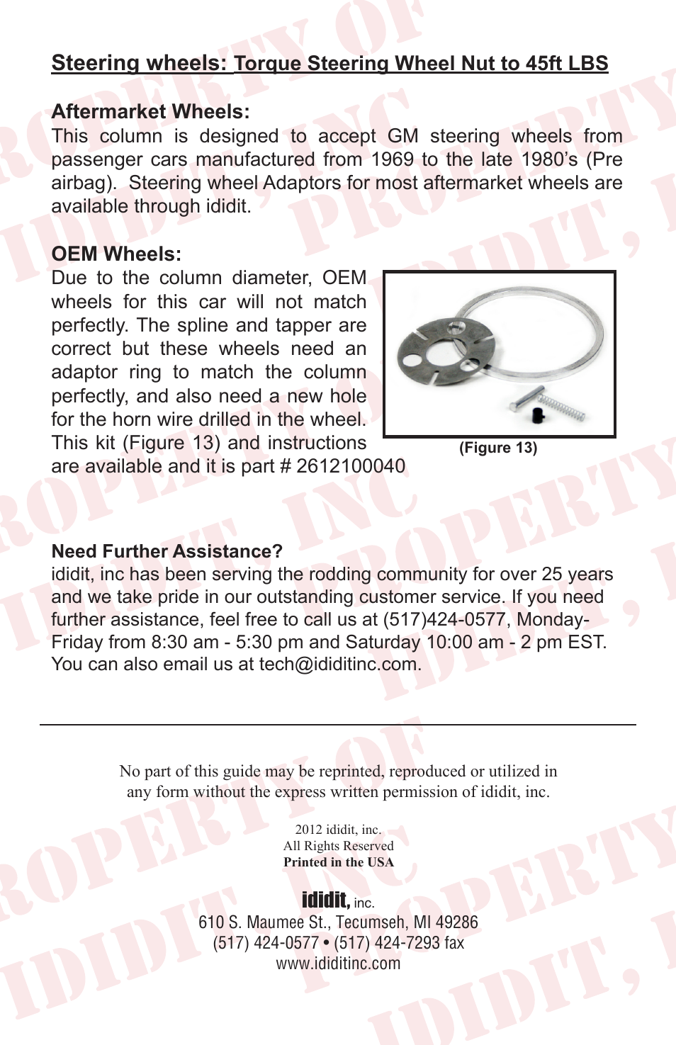 Steering wheels | ididit Retrofit Steering Column: 1962-66 Nova User Manual | Page 12 / 12