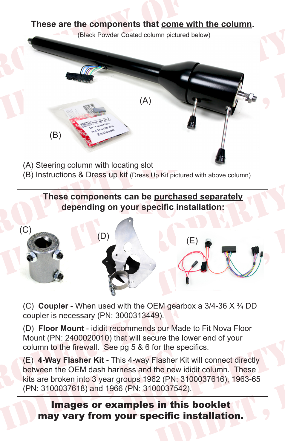 ididit Retrofit Steering Column: 1962-66 Nova User Manual | Page 2 / 12