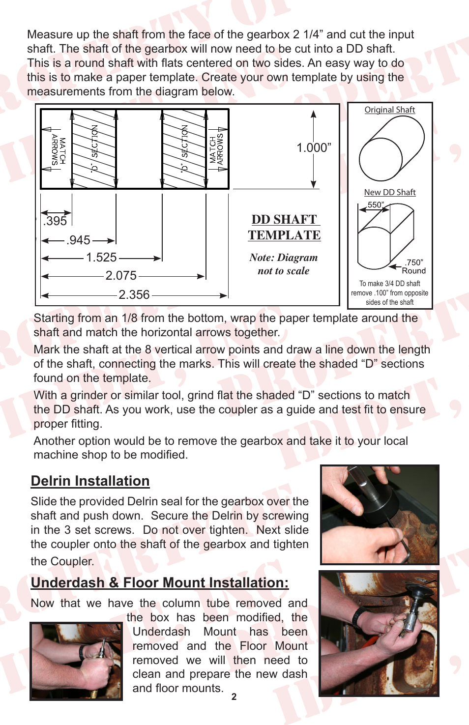 Delrin installation, Underdash & floor mount installation | ididit Retrofit Steering Column: 1955-59 Chevy Truck User Manual | Page 4 / 12