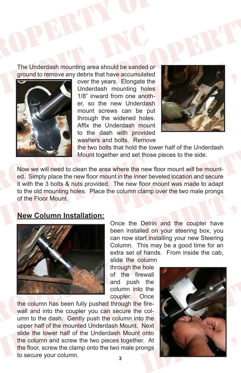 New column installation | ididit Retrofit Steering Column: 1955-59 Chevy Truck User Manual | Page 5 / 12