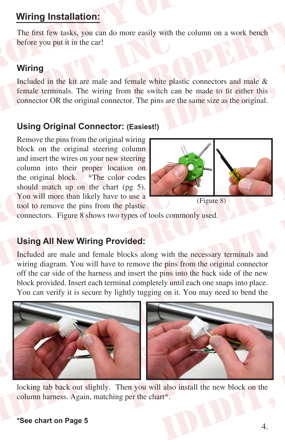 Wiring installation | ididit Retrofit Steering Column: 1965-66 Mustang User Manual | Page 5 / 8