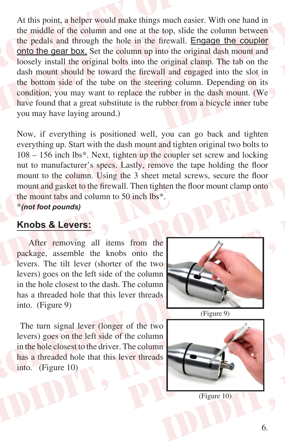 Knobs & levers | ididit Retrofit Steering Column: 1965-66 Mustang User Manual | Page 7 / 8