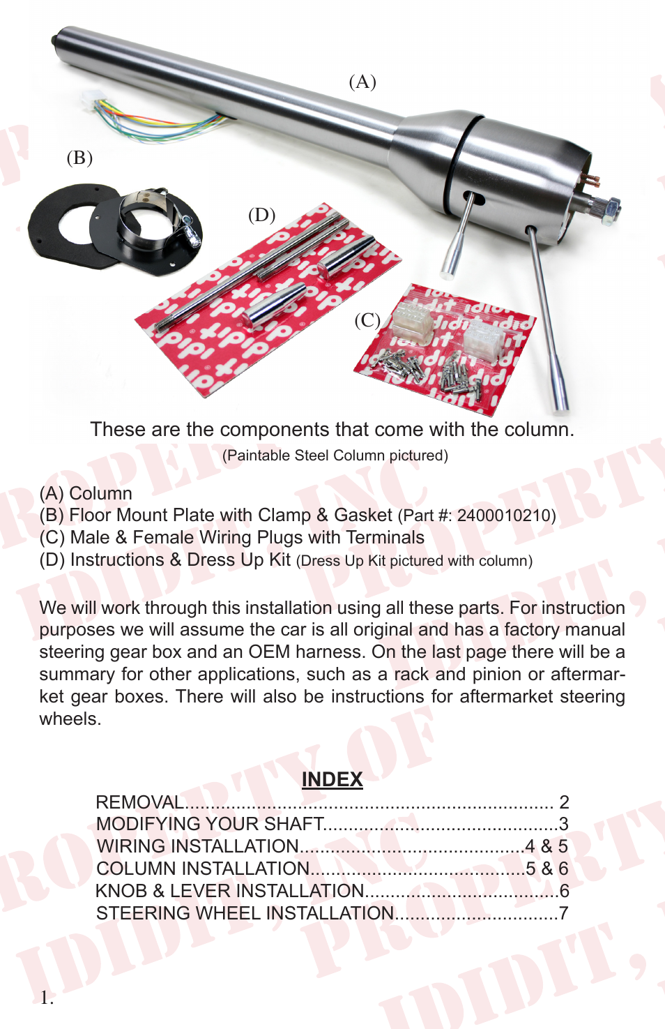 ididit Retrofit Steering Column: 1967 Mustang User Manual | Page 2 / 8