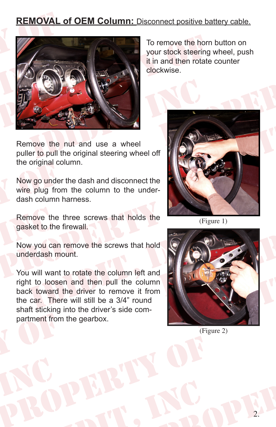Removal of oem column | ididit Retrofit Steering Column: 1967 Mustang User Manual | Page 3 / 8