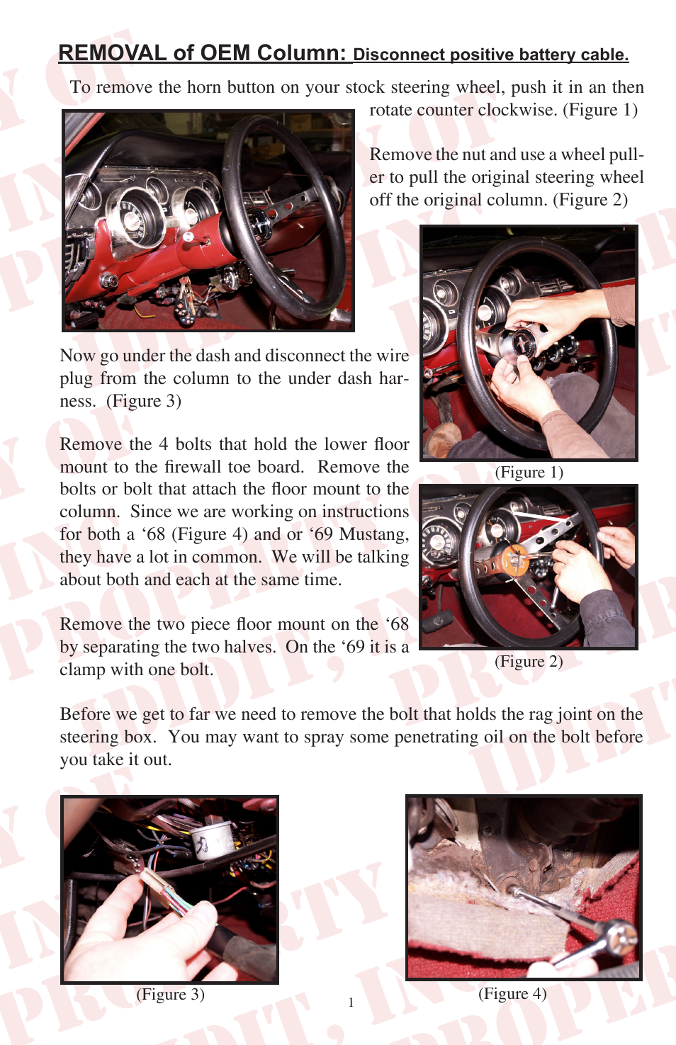Removal of oem column | ididit Retrofit Steering Column: 1968-69 Mustang User Manual | Page 3 / 8