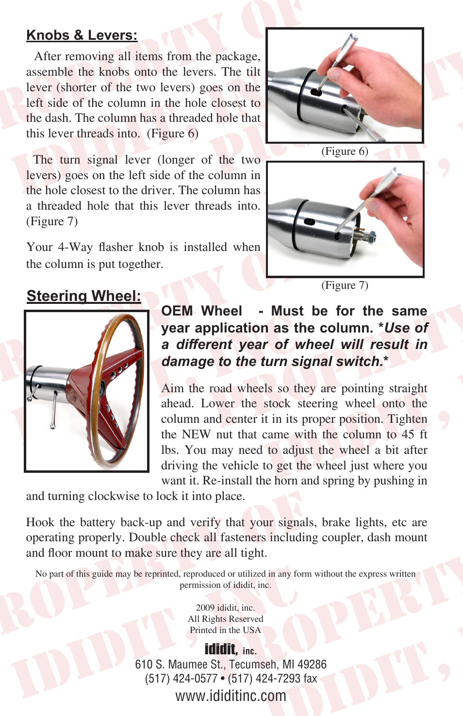 Steering wheel | ididit Retrofit Steering Column: 1968-69 Mustang User Manual | Page 8 / 8