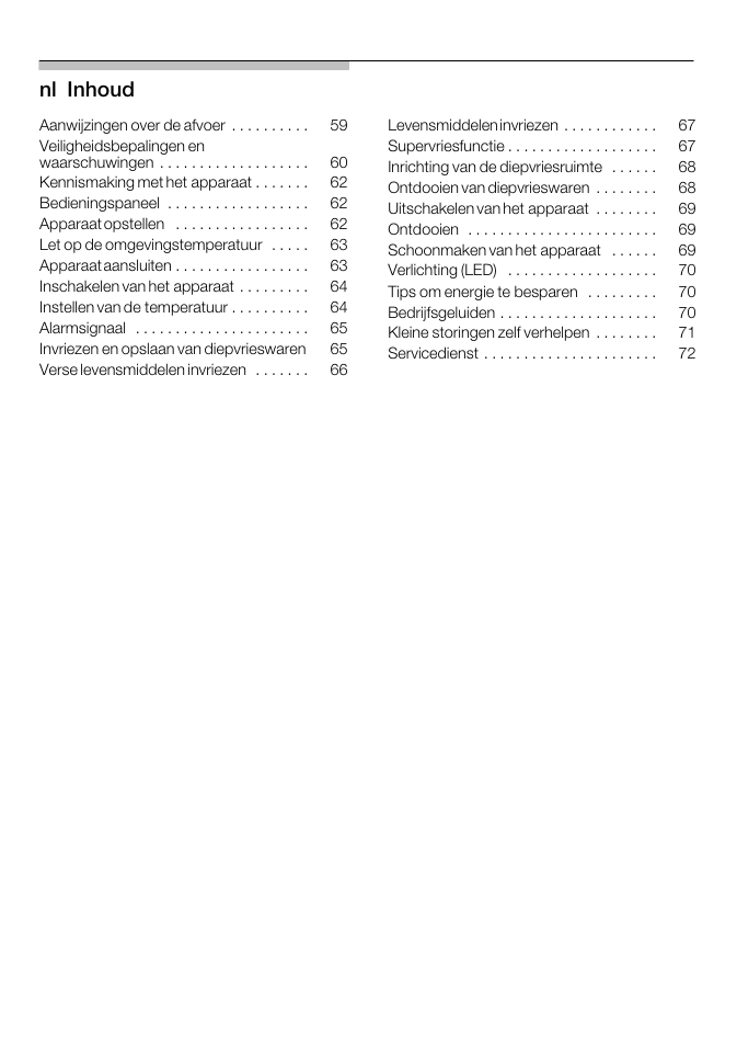 Nląinhoud | Neff G8120X0 User Manual | Page 4 / 76
