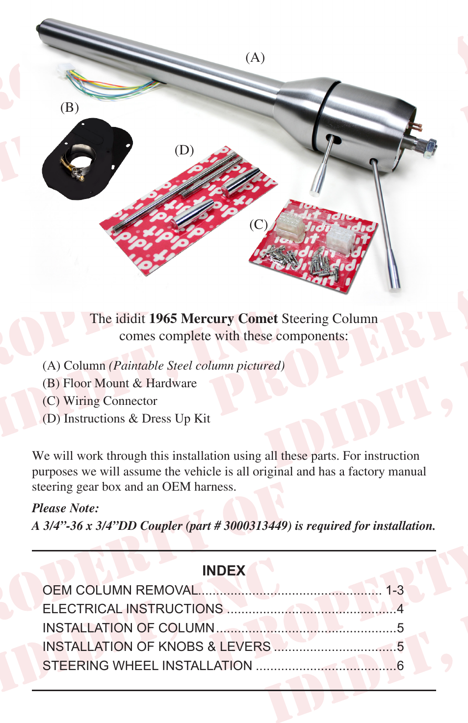 ididit Retrofit Steering Column: 1965 Mercury Comet User Manual | Page 2 / 8