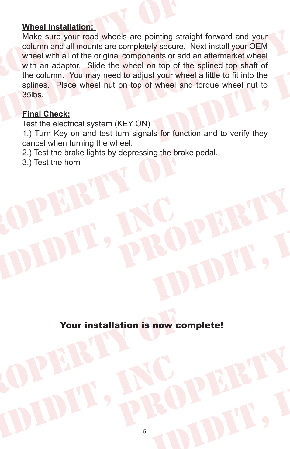 ididit Retrofit Steering Column: 1965-66 Ford Truck User Manual | Page 7 / 8