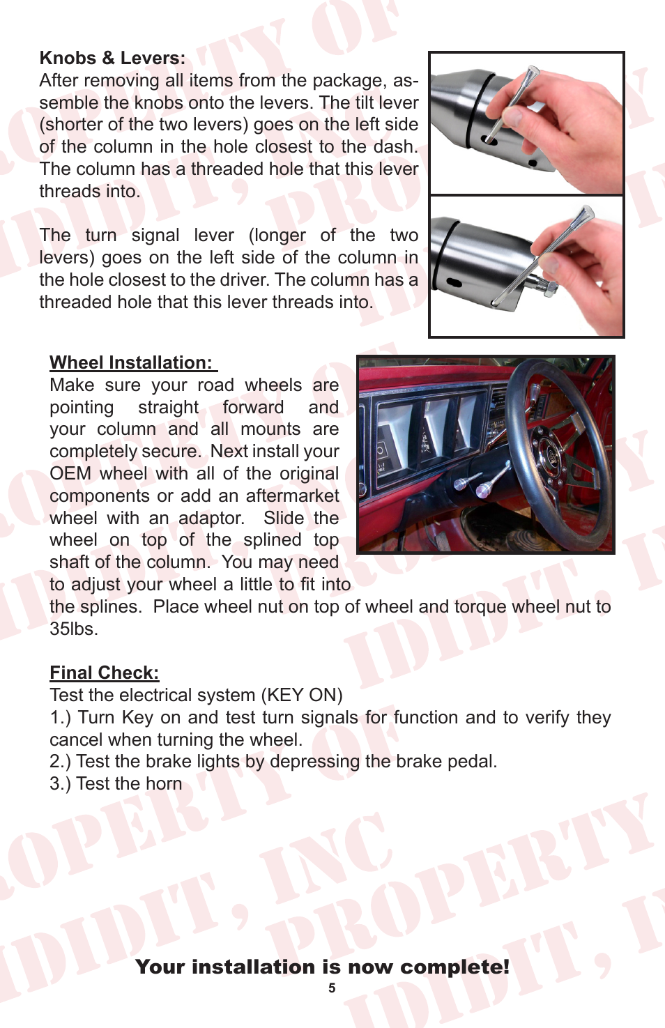 ididit Retrofit Steering Column: 1967-72 Ford Truck User Manual | Page 7 / 8